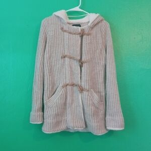 Zara Cream Knit Hooded Coat